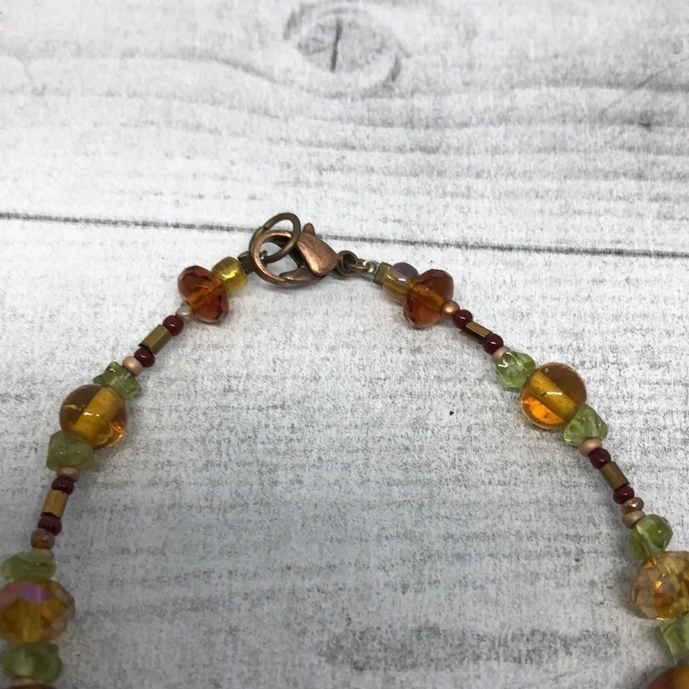 Artisan made natural stone and glass boho style bracelet